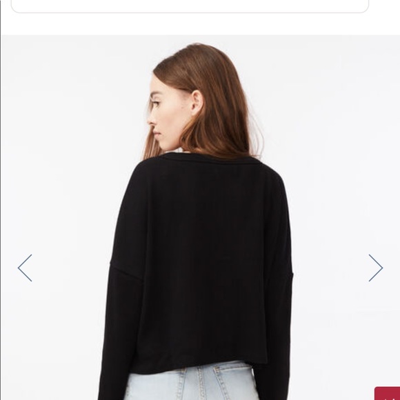 Aeropostale Long Sleeve Boxy Cropped Henley Tee - Picture 2 of 3